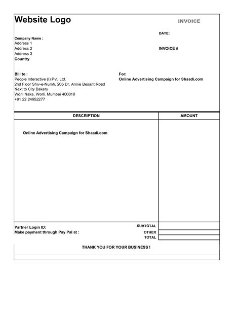 Image result for Simple Invoice Example