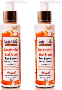 NutriGlow Sunscreen - SPF 50 PA+++ Luxury Skincare Kashmiri Saffron Sun ...