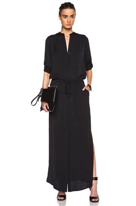 Vince Maxi Shirt Dress in Black in Black | Maxi shirt dress, Maxi ...