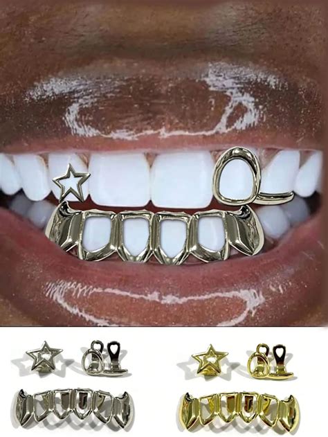 Fashionable Dental Jewelry With Stars/Hollowed-Out Horizontal Bars/Four ...