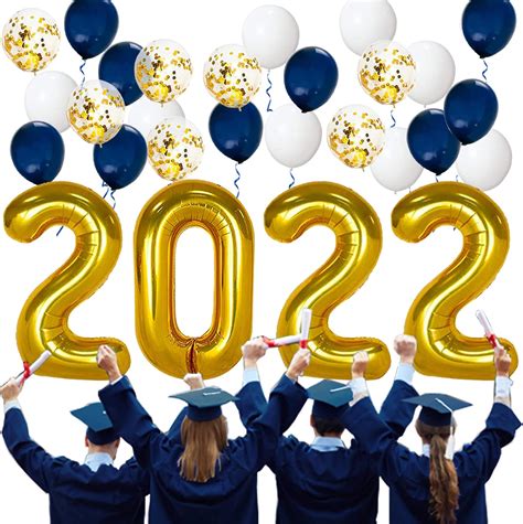 Buy Graduation Party Supplies 2022 Decorations Kit, Gold 2022 Balloons ...