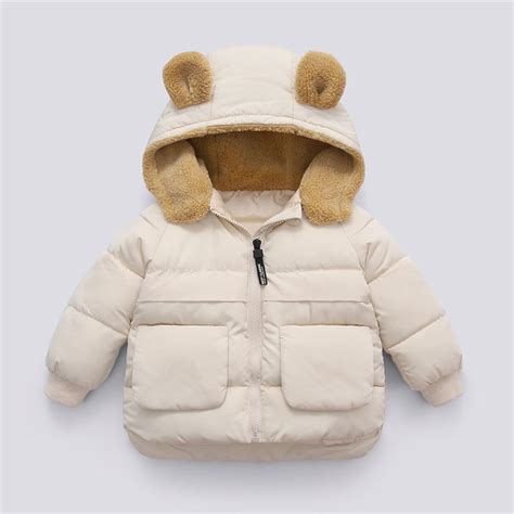 Baby Girls Puffer Coat Kids Winter Coat Bear Ear Cute Jackets Zipper ...