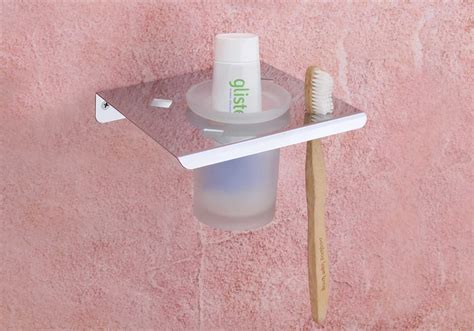 Easyhome Furnish Stainless Steel Stand Glass Toothbrush Holder Tumbler ...