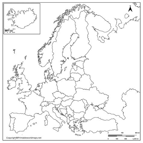 Printable Blank Map of Europe – Europe Outline Map [PDF] - Printable World Maps