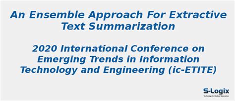 An Ensemble Approach for Extractive Text Summarization | S-Logix