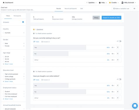 Gain deeper insights by filtering results in Lyssna | Lyssna