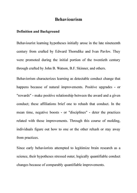 Behaviourism Theory - Behaviourism Definition and Background ...