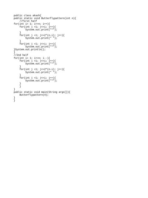 Image result for Butterfly Pattern Java in Tamil