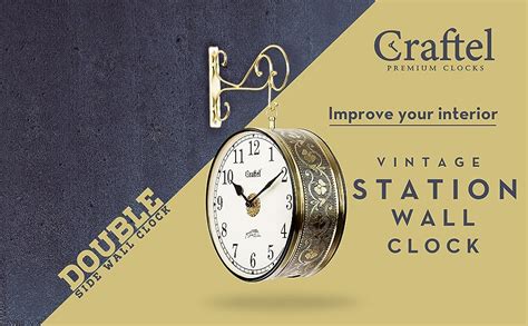 Buy CRAFTEL Metal Analog Double Sided Vintage Station Wall Clock with ...