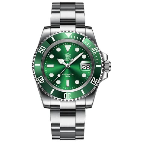 Steeldive SD1953 Sub Men Dive Watch V2 Green Dial With Oyster Bracelet ...
