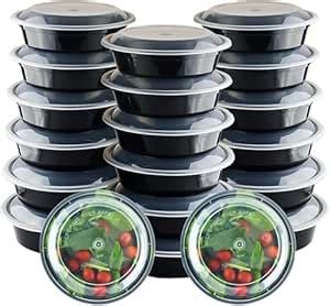 Buy Amit Marketing 25-Pack Round Black Food Containers with Lids ...
