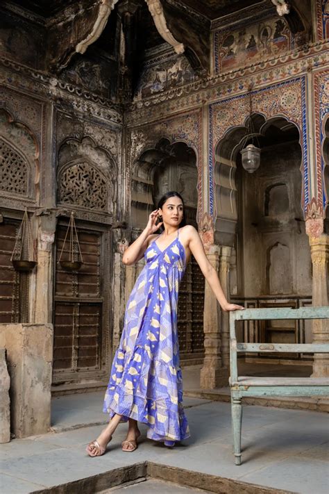 Buy Halter Neck Maxi Backless Silk Dress Online