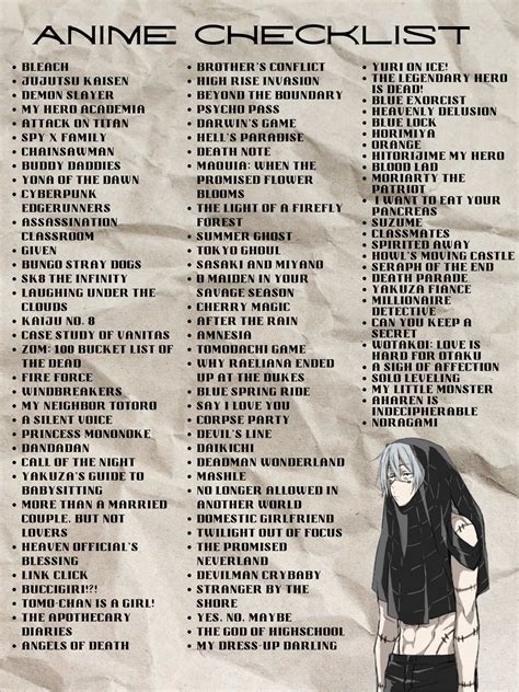 Anime Checklist | Good anime to watch, Anime names list, Anime watch