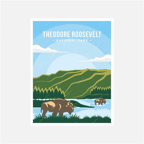 Premium Vector | Theodore Roosevelt National Park poster vector illustration design