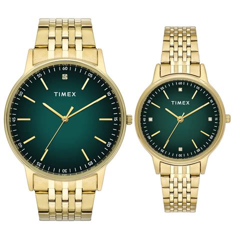 TIMEX Round Green Dial Analog Pair's Watch - TW00PR327