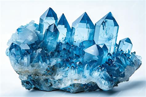 Premium Photo | Stunning Blue Crystal Cluster on White Background