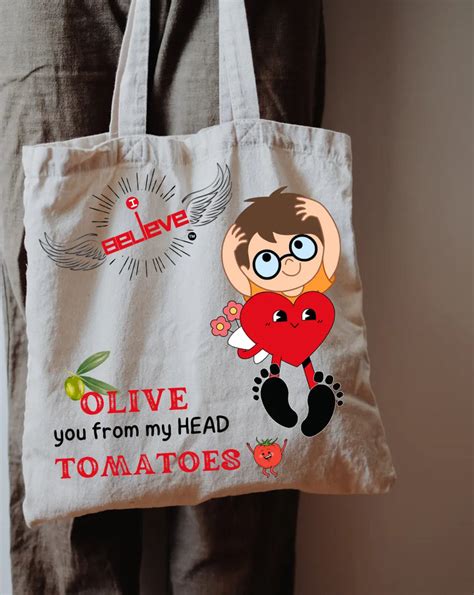 Shop I Believe Olive Tomatoes Daily Thaila - Canvas Reusable Shopping ...