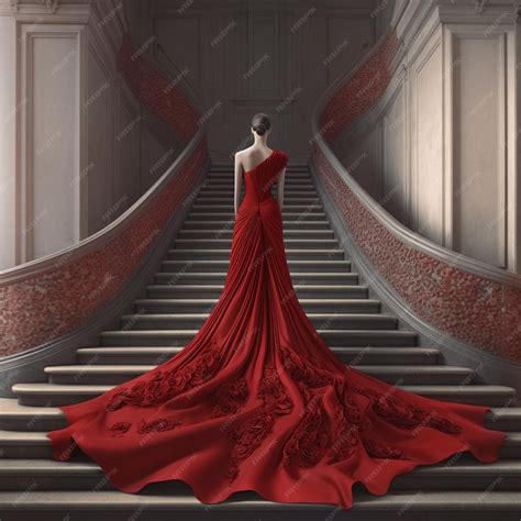 Premium Photo | Stunning Red Dress Fashion Illustration with Dramatic Flair