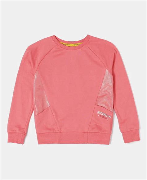 Buy Girl's Super Combed Cotton French Terry Graphic Printed Sweatshirt ...