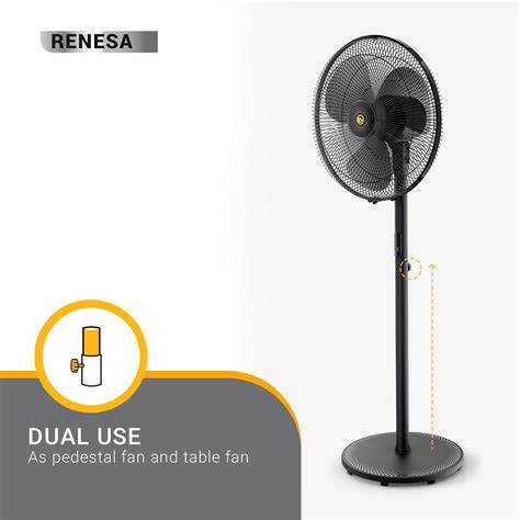 Buy atomberg Renesa 5 Star 400mm 3 Blade BLDC Motor Pedestal Fan with ...