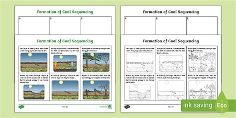 Formation of Coal for Kids Sequencing Worksheet | Science 3-5