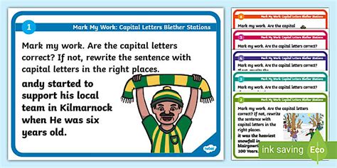 Mark My Work: Capital Letters Blether Stations - Twinkl
