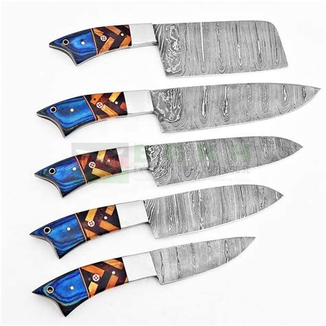 Custom Handmade Damascus Kitchen Knives Combo Set | EGKH