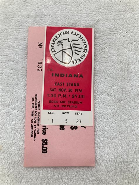 Vintage Purdue Vs IU Football Nov 20, 1976 Ticket Stub and Parking Pass ...