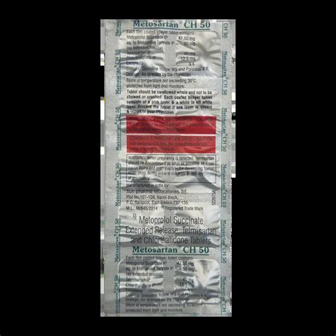 METOSARTAN CH 50MG TABLET 10'S Price, Uses, Side Effects & Substitutes ...