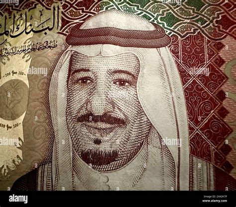 The portrait of King Salman Bin Abdulaziz Al Saud from Saudi Arabia 100 riyal banknote Stock ...