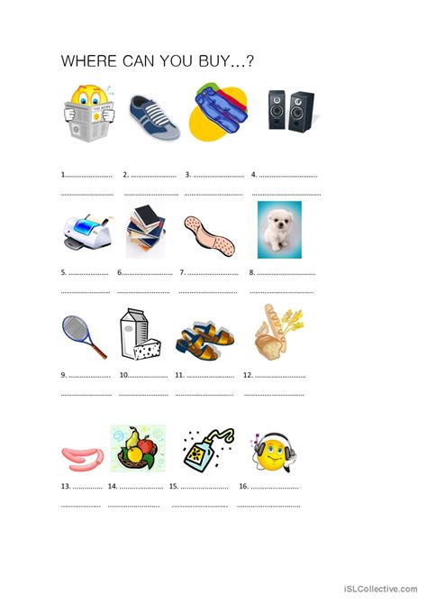 where can you buy...?: English ESL worksheets pdf & doc