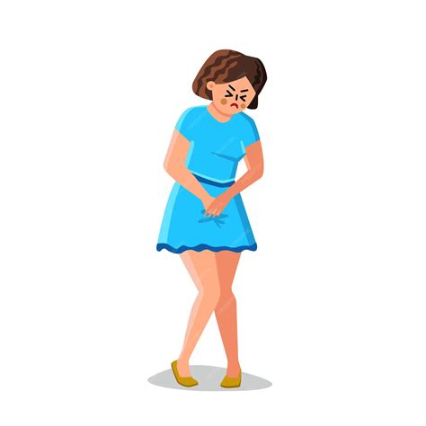Premium Vector | Woman with urine urgency holding crotch vector. emotional girl with pain ...