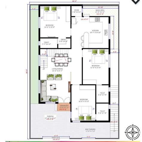 40x60 house plan and construction cost - HouseDesigns99