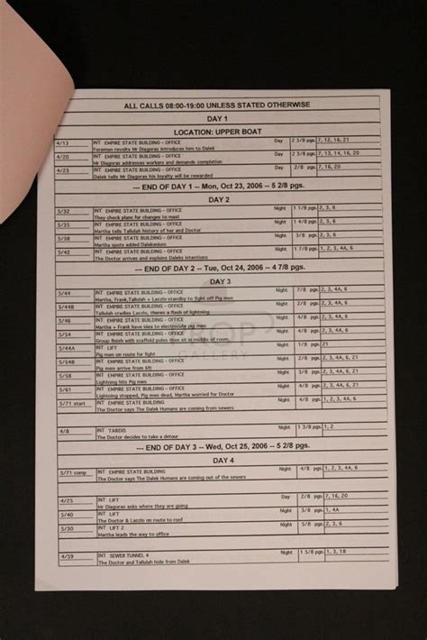 The Prop Gallery | Shooting schedule - Daleks in Manhattan/Evolution of ...