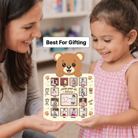 Personalized Baby First Year Photo Frame with Teddy Design – Custom ...