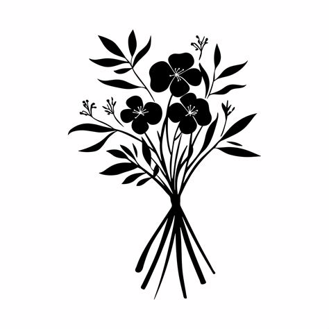 Silhouette flower bouquet icon. Black and white floral illustration 55547600 Vector Art at Vecteezy