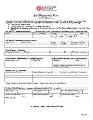 Fillable Online SelfPlacement Form Fax Email Print - pdfFiller