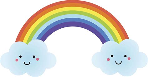 Happy Rainbow Clouds Cartoon Drawing Emoji Vinyl Decal Sticker (4" Wide ...