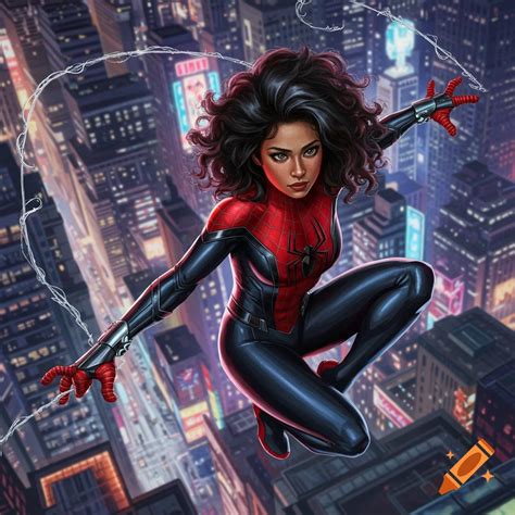 Anime Elasta girl in black venom suit on Craiyon