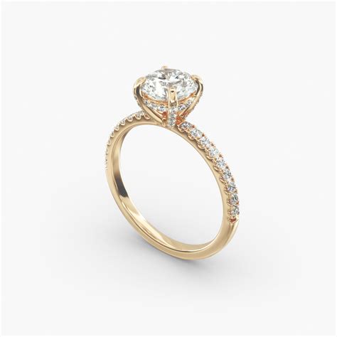 Petite Pavé Crown Lab-Grown Diamond Engagement Ring In 18K Yellow Gold ...