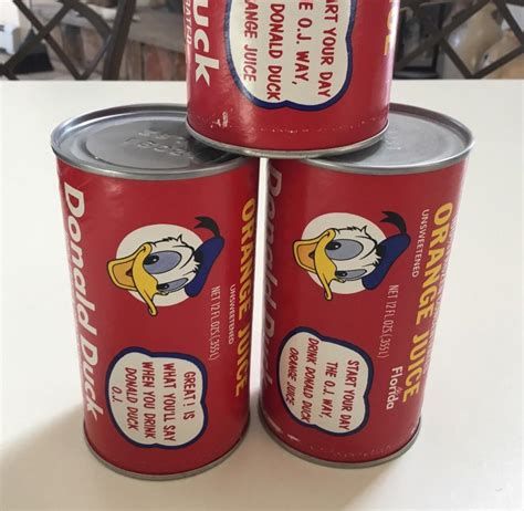 3 Donald Duck Orange Juice Cartoon Cans Disney Excellent Advertising ...