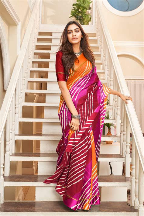 Pink Orange Dual Tone Leheriya Saree – SHANGRILA DESIGNER