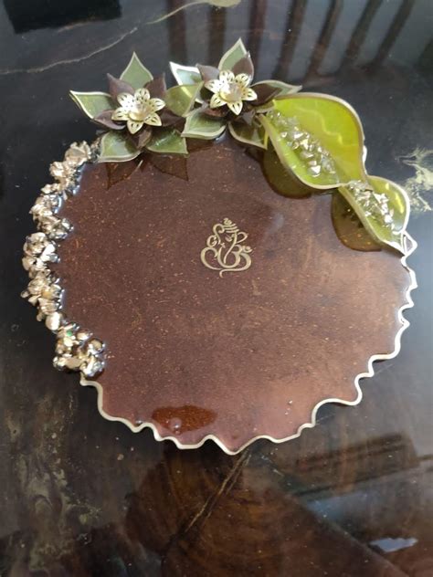 Buy ResinArtsyy Ganesha & Flower Platter Hand Made Pooja Aarti Thali ...