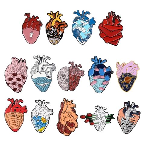 SUNRI 14 Styles Anatomical Heart Pin Kit Scientific | Ubuy India