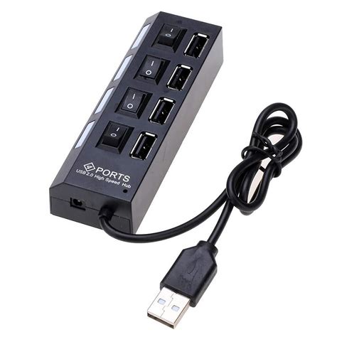 BKN® 4 Port USB Hub with ON/Off Switches Extension Super Speed Portable ...