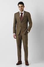 Buy Men Brown Solid Formal Two Piece Suit Online - 40086169 | Peter England