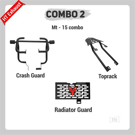 COMBO 2 MT-15 Crash Guard + Radiator Guard + Top Rack – HT EXHAUST ...