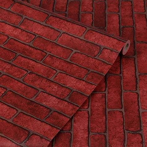 SPAK-KAL® Red Brick Wallpaper Self-Adhesive Peel and Stick Red Brick ...