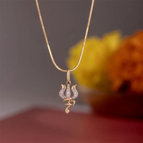 Divine Trishul Gold and Diamond Pendant