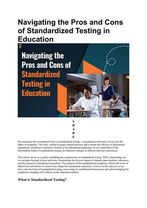 10 Pros and Cons of Standardized Testing in Education | Future Education Magazine | PDF